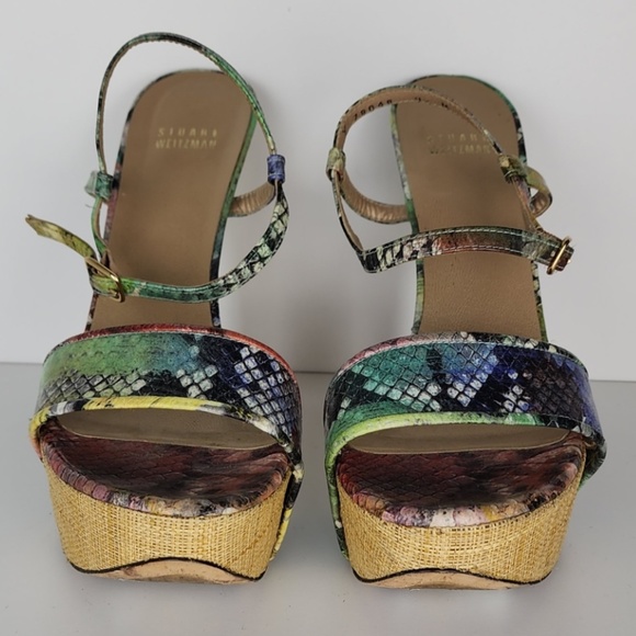 Stuart Weitzman “Onceover” Multi-color Platform Sandal Size 10 - Picture 6 of 11
